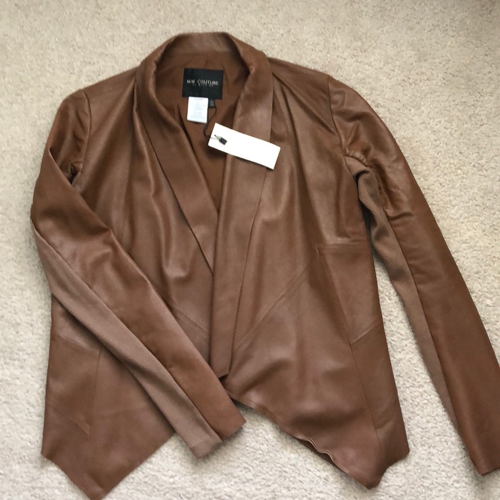 NWT Leather Jacket MM Couture by Miss Me Jacket size Med Brown
